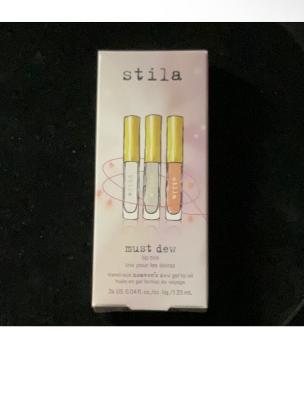 Stila Must Dew Trio Lip Tint Set - Peach, Clear, Sheer Pink-NIB